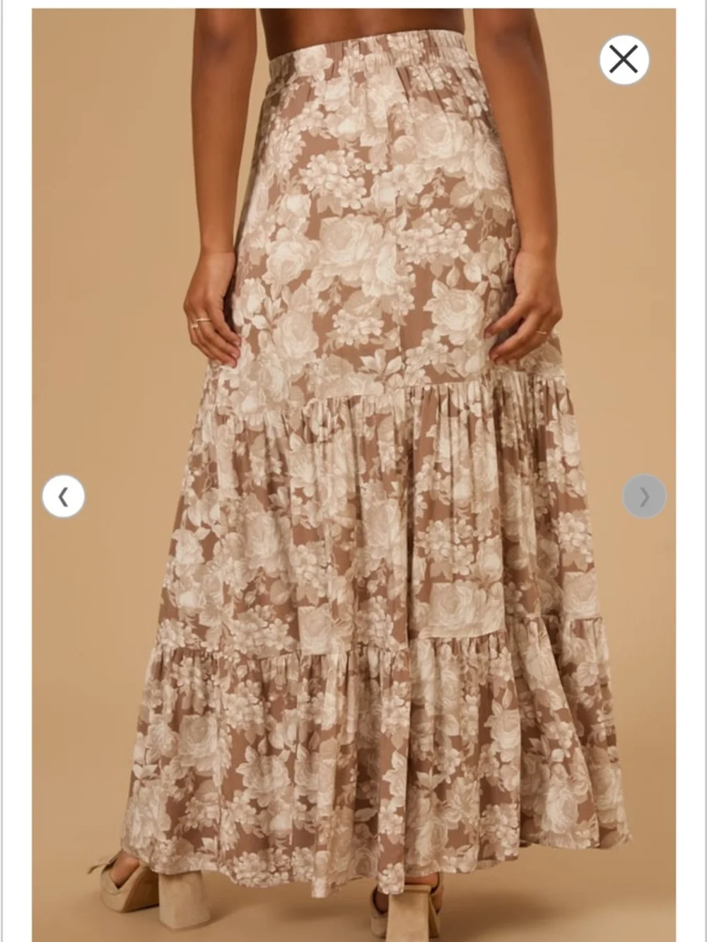 Floral Maxi Skirt in Beige Floral - Picture 3 of 3